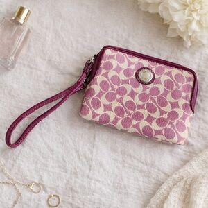 Coach Pink Signature Genuine Leather Wristlet
